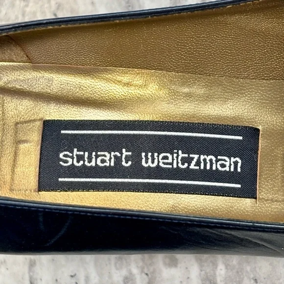 Stuart Weitzman Navy Blue Leather Heels Pumps Sz 7AA - Picture 3 of 9